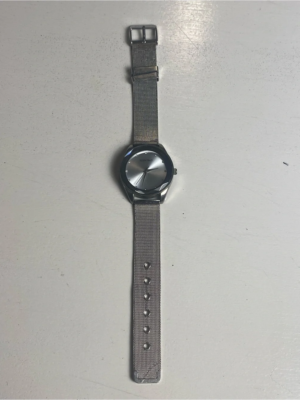 Ellen Tracy Silver-Tone Mesh Bracelet Watch